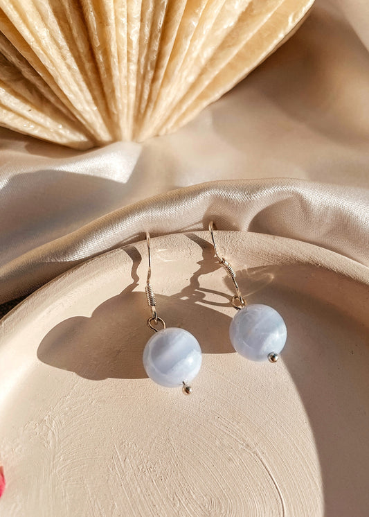 Rare Blue Lace Agate Earrings