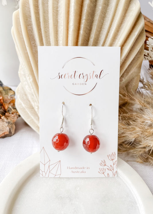 Carnelian Round Facet Earring