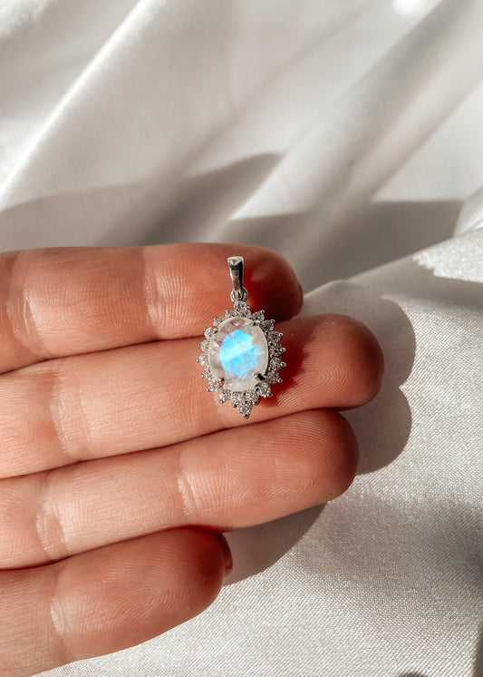 Moonstone Oval Sapphire Pendant